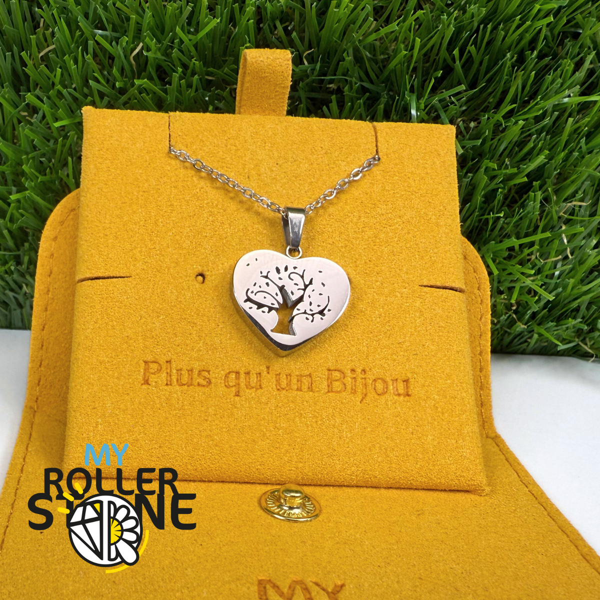 Pendentif Coeur Arbre de vie acier inoxydable argenté