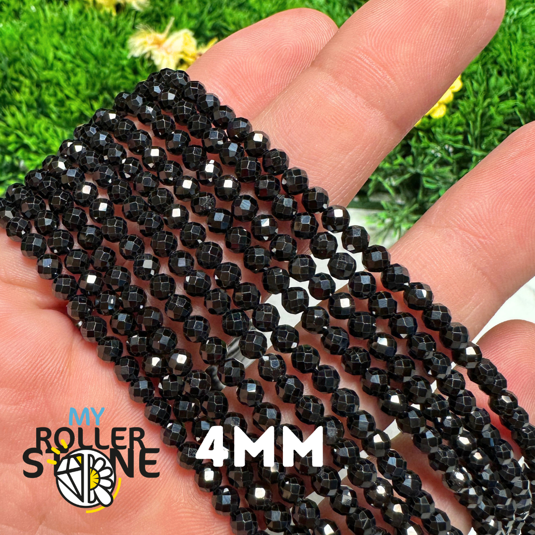 Perle spinelle noire facettée 2 MM