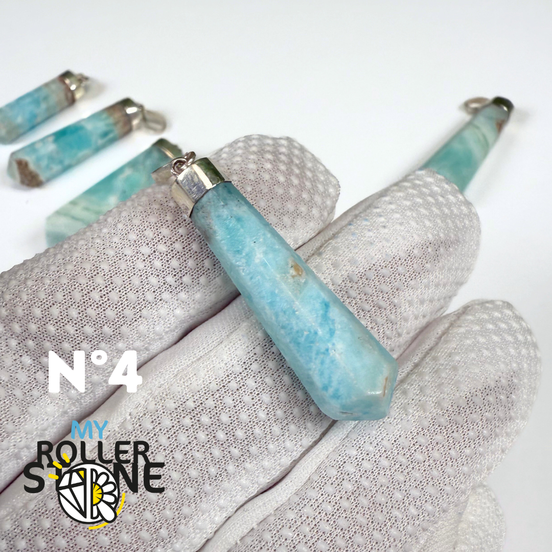 Pendentif Aragonite Bleue et Argent