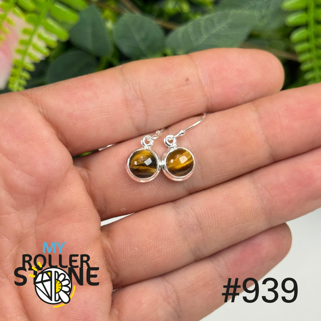 Boucles d’oreilles argent 925 œil de tigre #E939