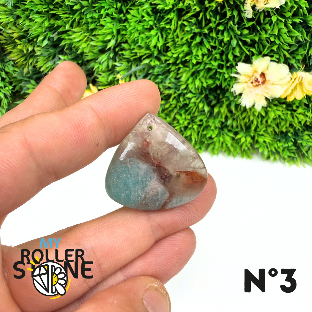 Pendentif Percé Amazonite et Quartz Fumé (Rare)