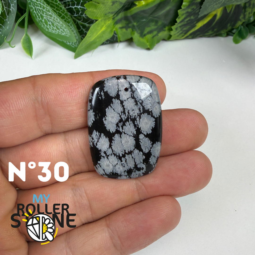 Pendentif Obsidienne flocon de neige 5A percé
