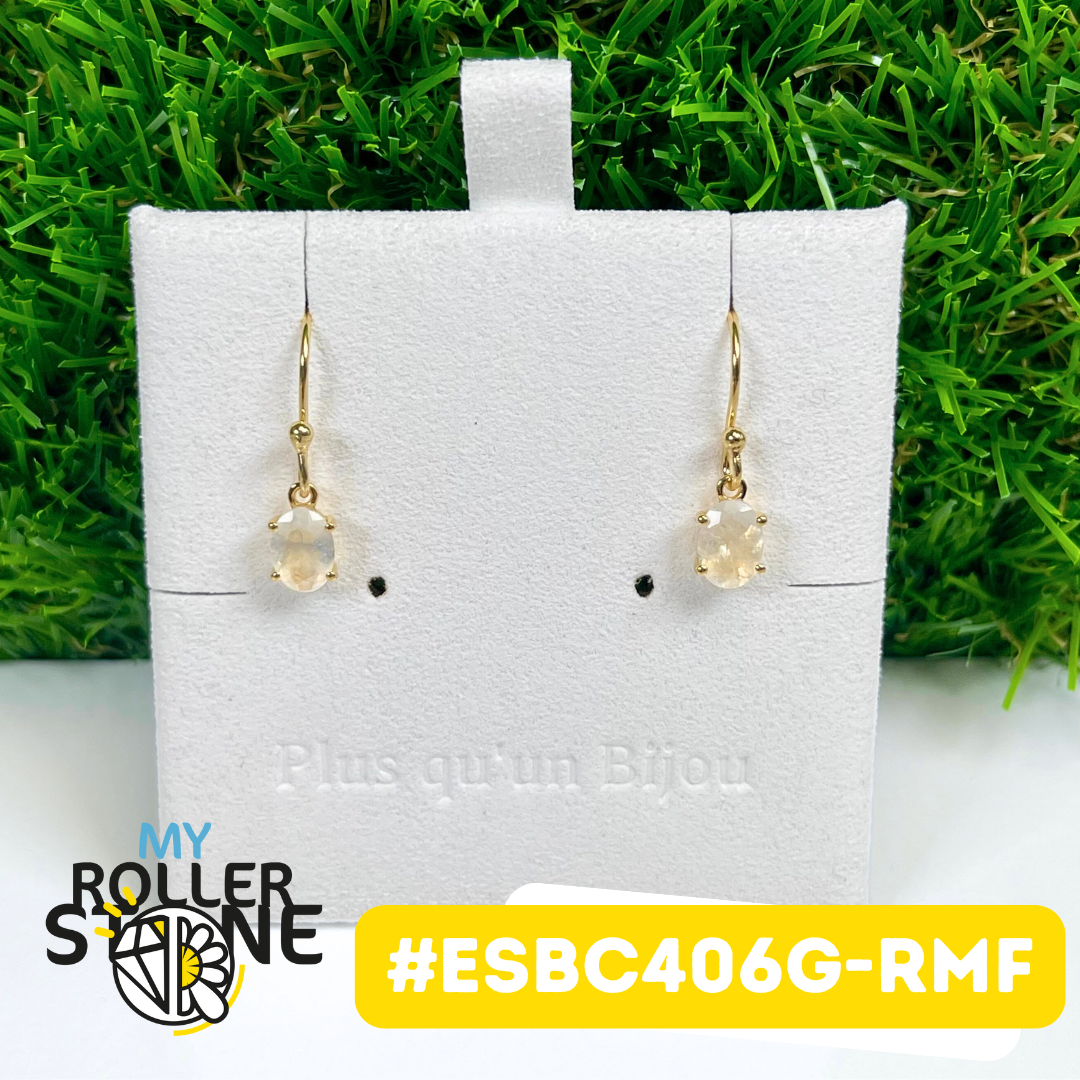 Boucles d'Oreilles Argent 925 plaqué or Pierre de Lune #ESBC406G-RMF