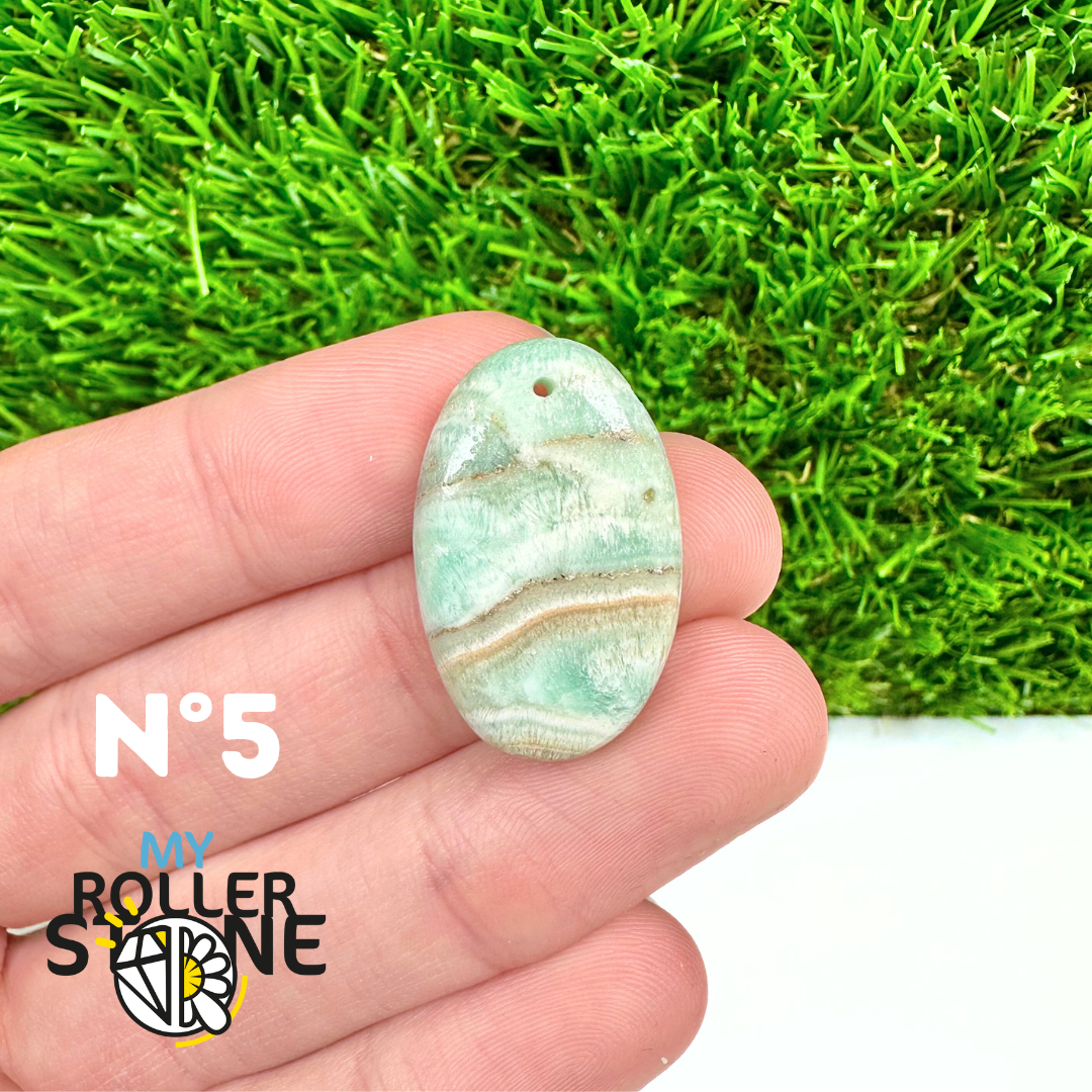 Pendentif Percé Calcite Cambrienne Bleue 5A