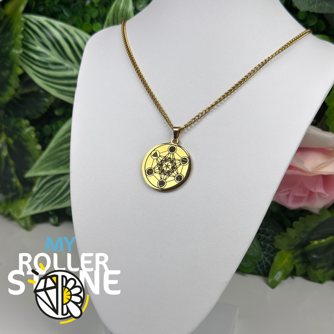 Collier Cube de Métatron Fleur de Vie Doré