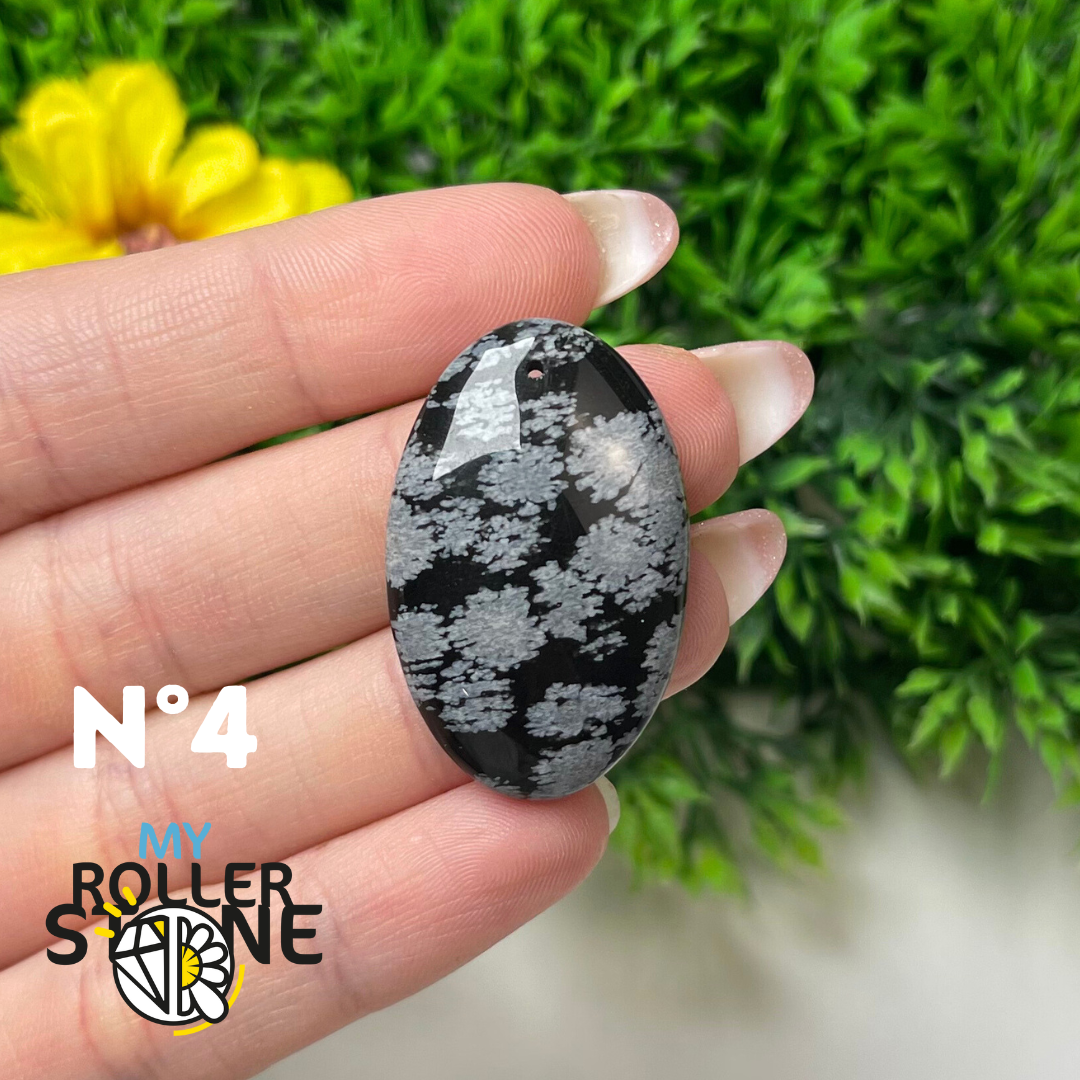 Pendentif Obsidienne flocon de neige 5A percé