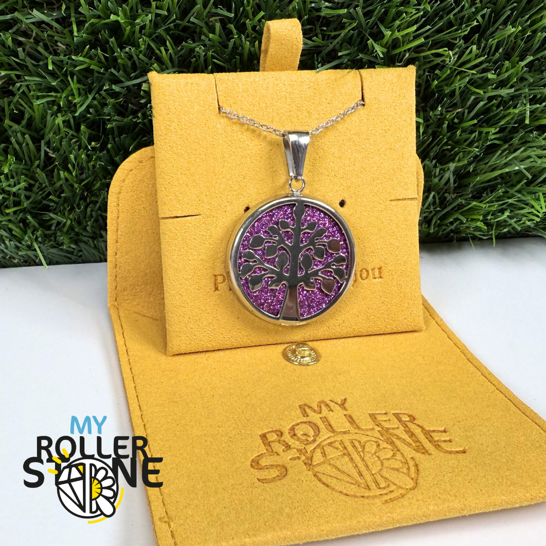 Pendentif Arbre de vie Acier inoxydable Violet/Argenté