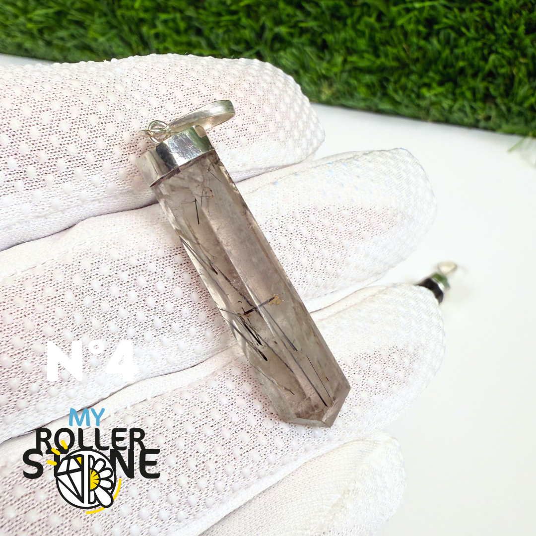 Pendentif Quartz Tourmaliné et Argent