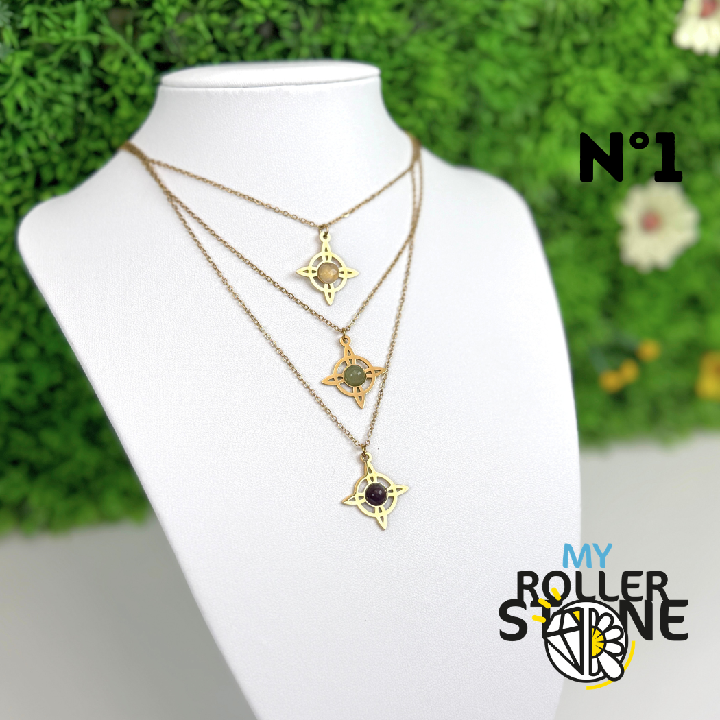 Collier Nœud de Sorcière en Acier Inoxydable & Pierre Naturelle