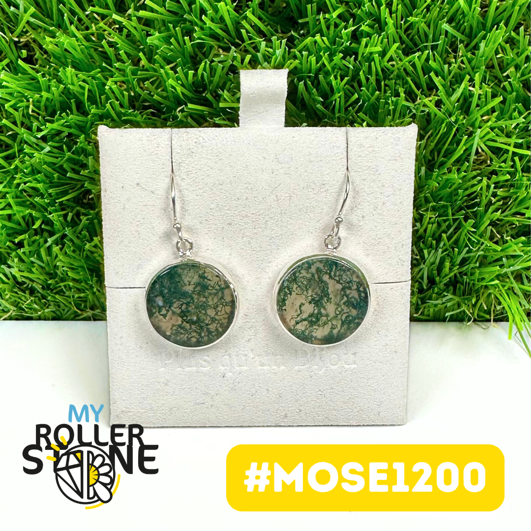 Boucles D'oreilles Agate Mousse Argent 925 #MOSE1200