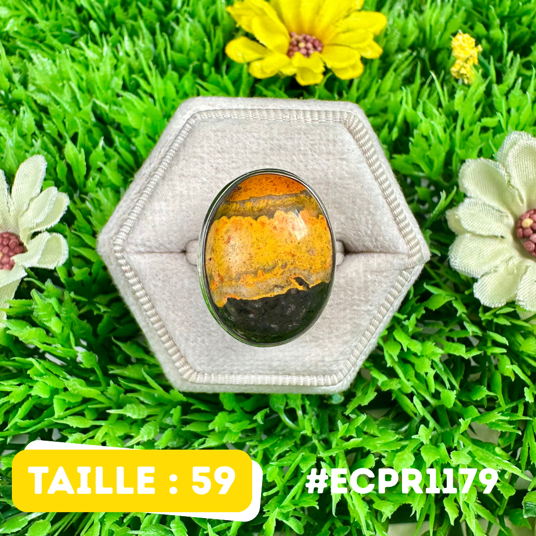 Bague Jaspe Bumblebee Argent 925 #ECPR1179
