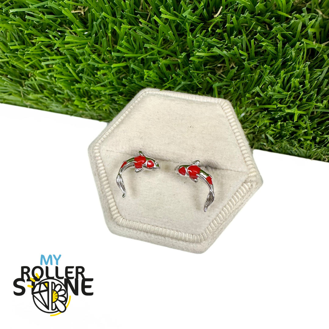 Boucle d'Oreille Carpe Koï en Argent 925 Sterling & Zirconiums Cubique