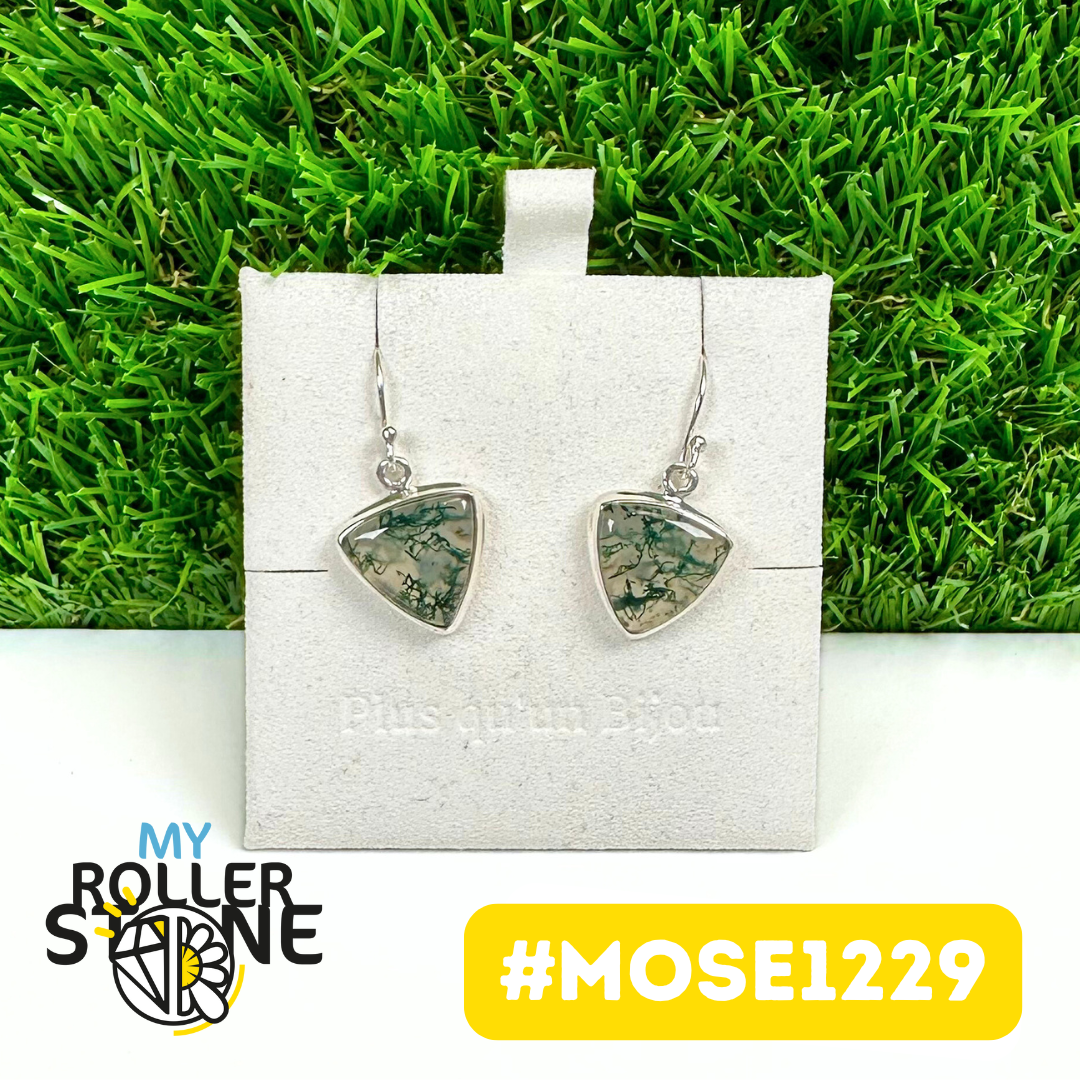 Boucles D'oreilles Agate Mousse Argent 925 #MOSE1229