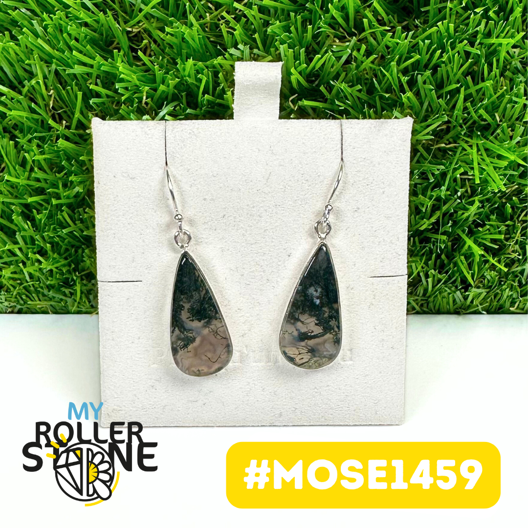 Boucles D'oreilles Agate Mousse Argent 925 #MOSE1459