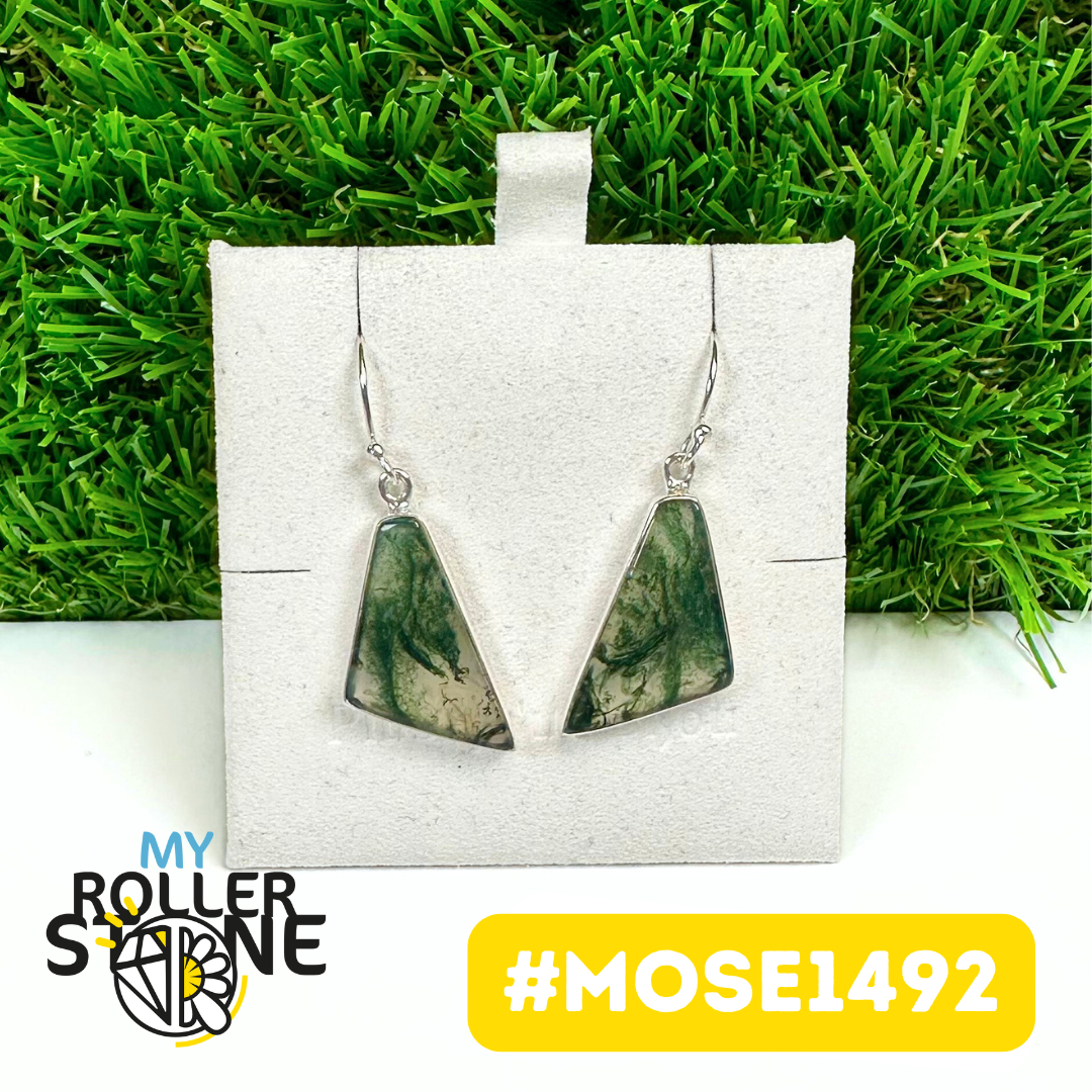 Boucles D'oreilles Agate Mousse Argent 925 #MOSE1492