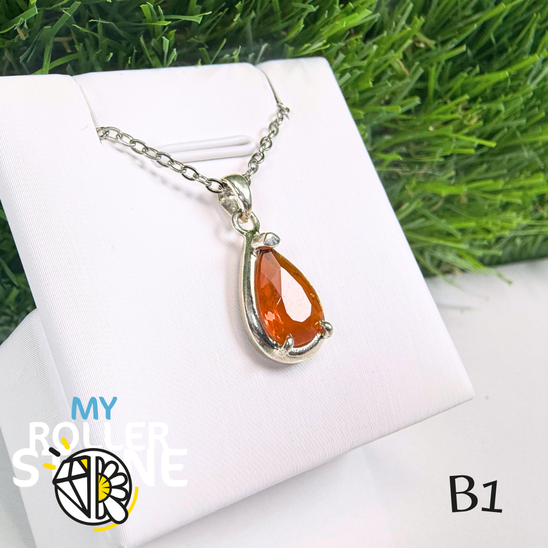 Pendentif Opale de Feu Du Brési (PIAUI) et Argent 925 B1