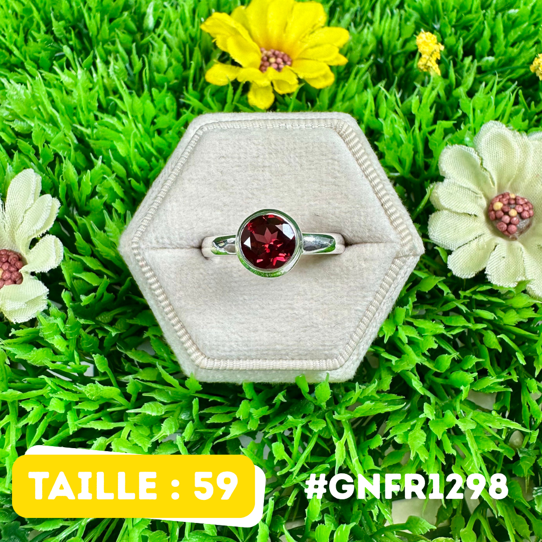 Bague Grenat Facettée Argent 925 #GNFR1298
