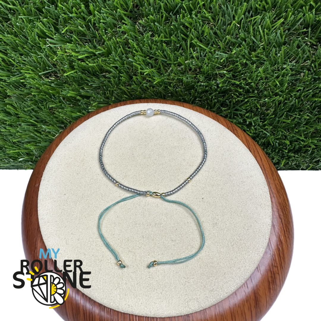 Bracelet Ajustable Hématite & Cristal de Roche