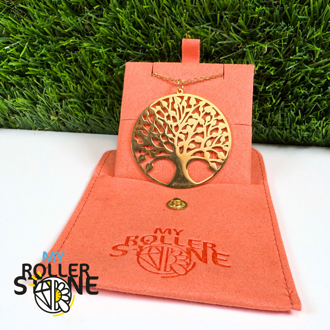 Pendentif Grand  Arbre de vie acier inoxydable doré