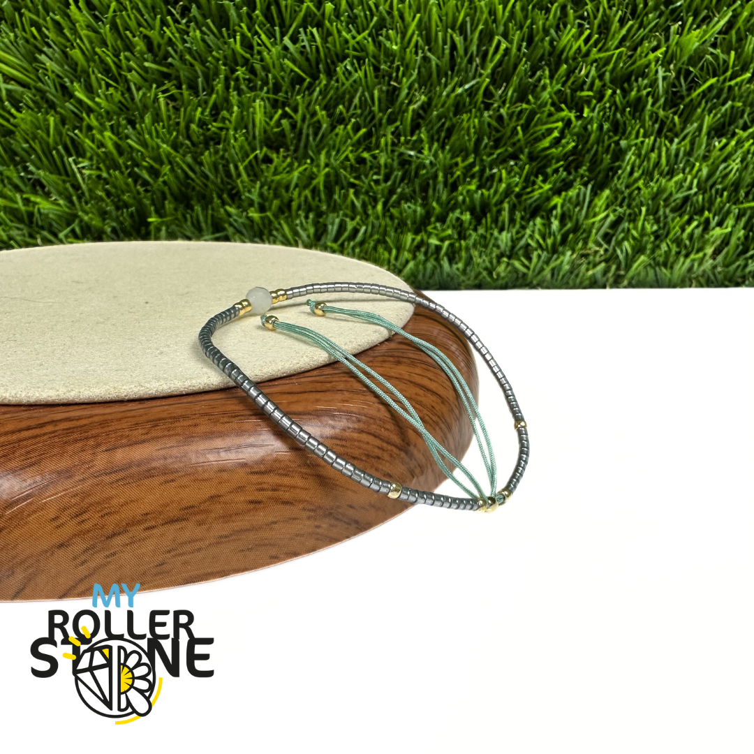 Bracelet Ajustable Hématite & Cristal de Roche