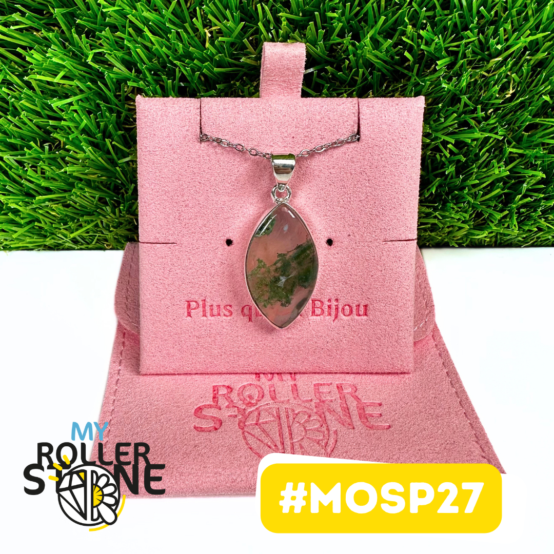 Pendentif Agate Mousse Argent 925 (MOSP27)