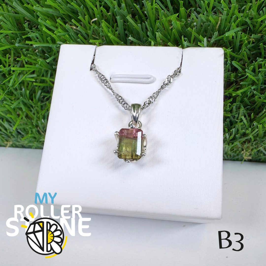 Pendentif Tourmaline Watermelon et Argent 925 B3