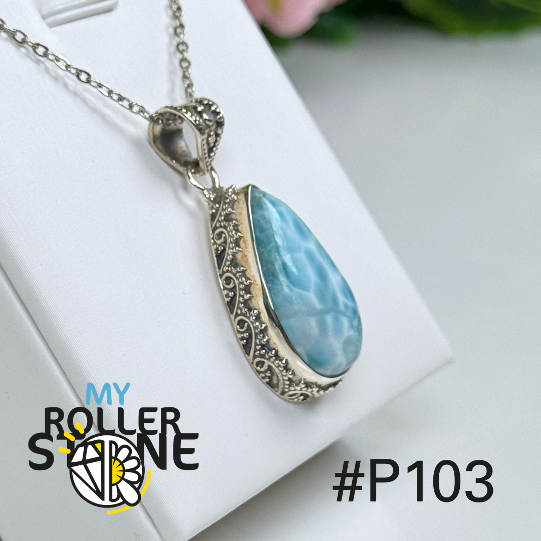 Pendentif argent larimar #P103
