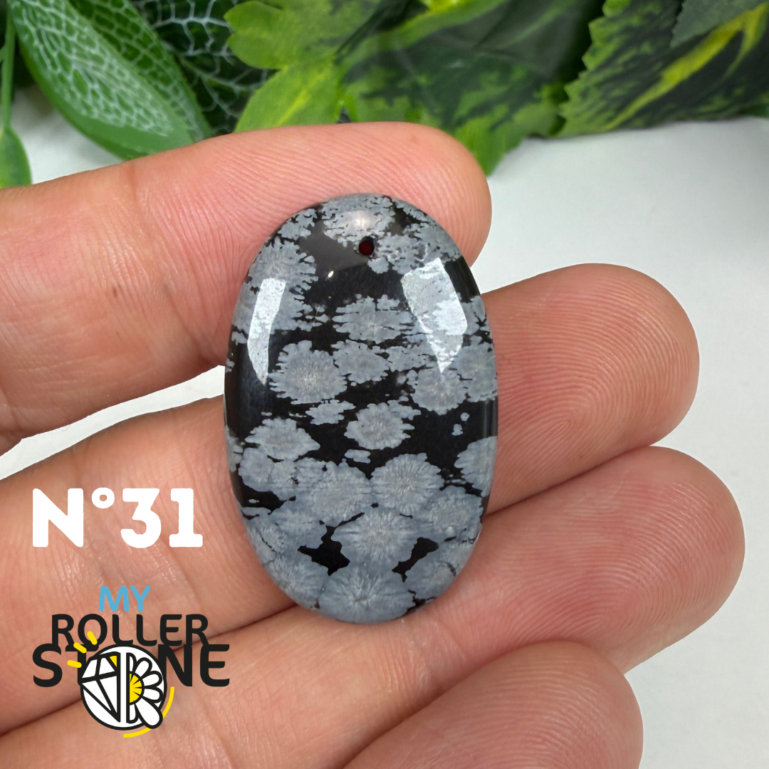Pendentif Obsidienne flocon de neige 5A percé