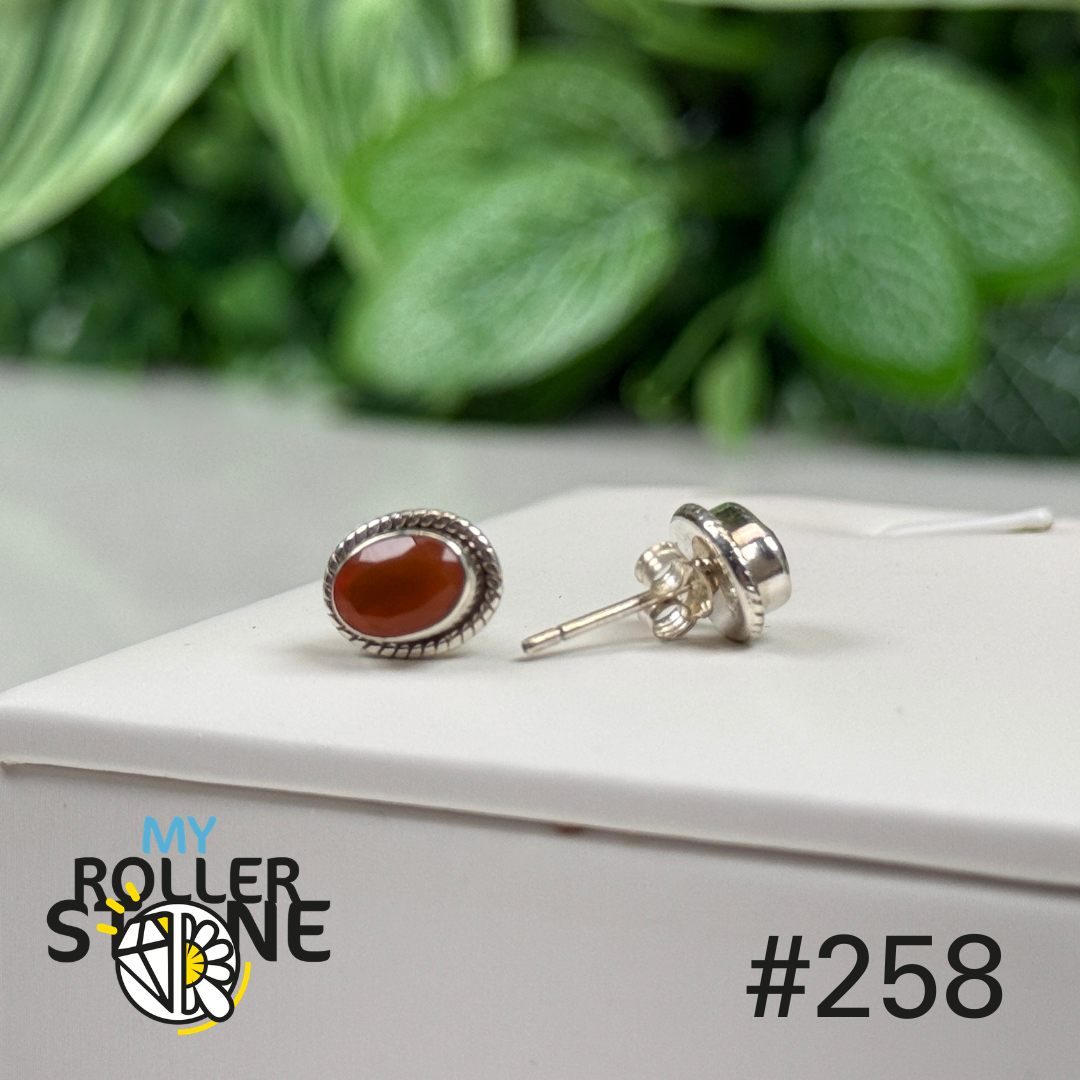 Boucles d’oreilles argent cornaline facettée #S258