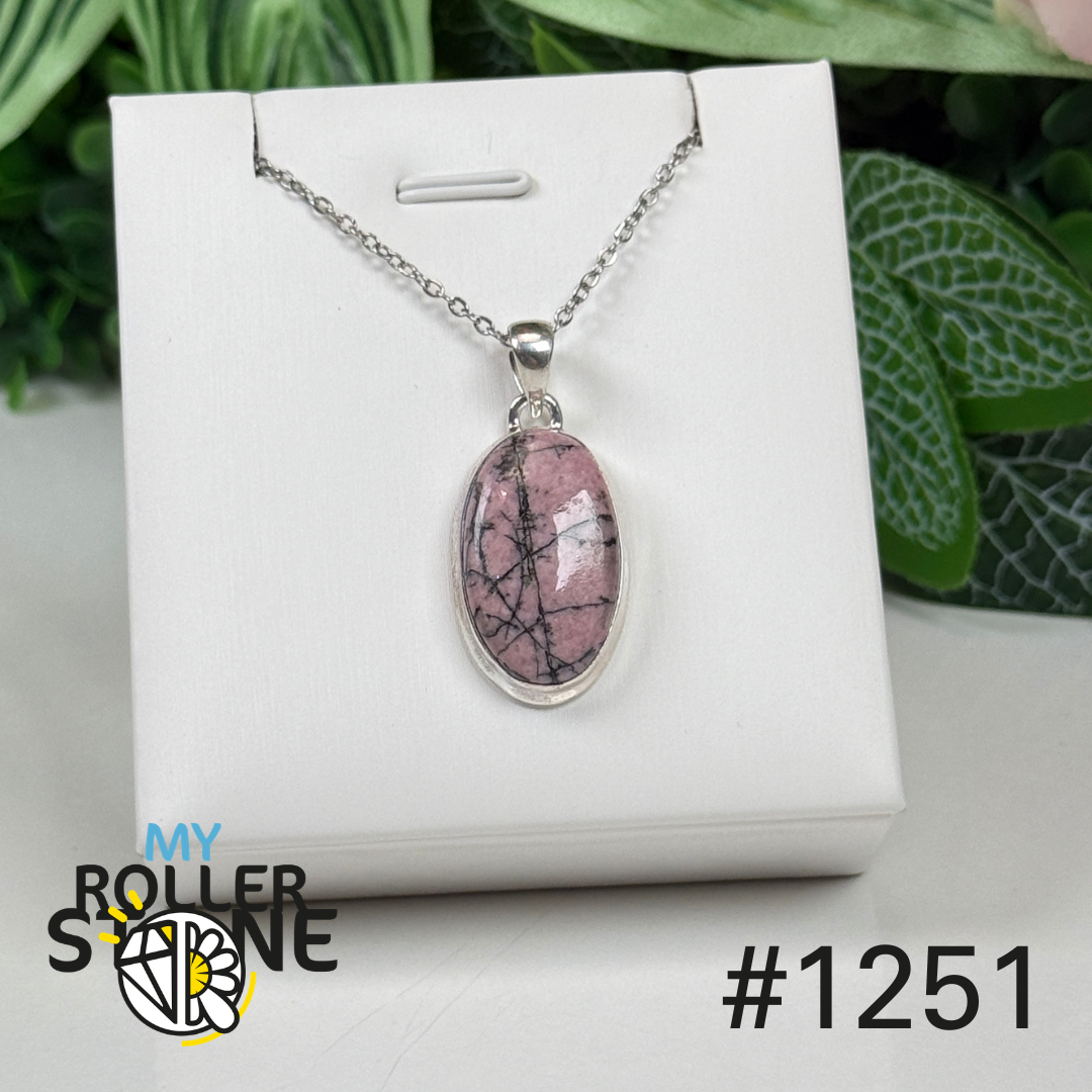 Pendentif argent 925 rhodonite #1251
