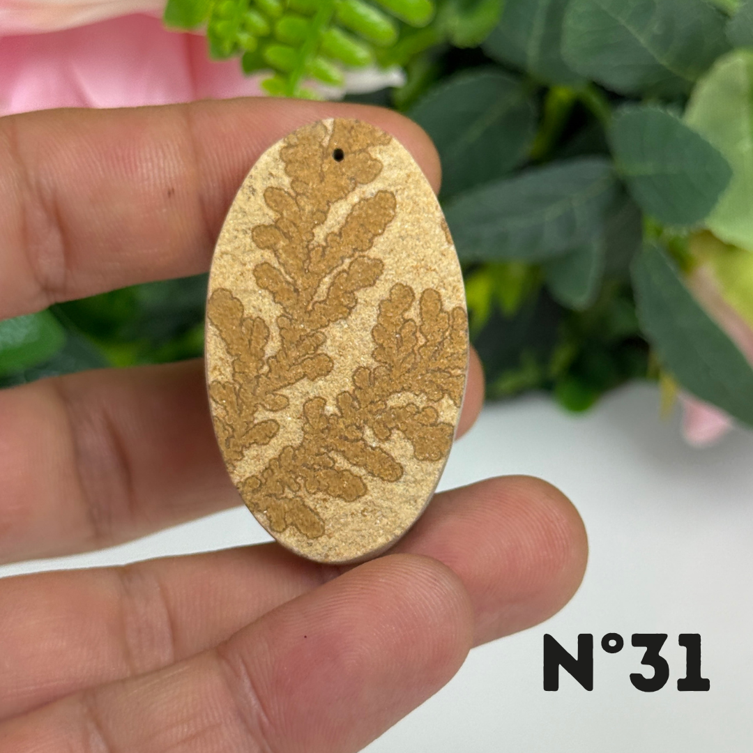 Pendentif Fossile Dendritique 5A Percé