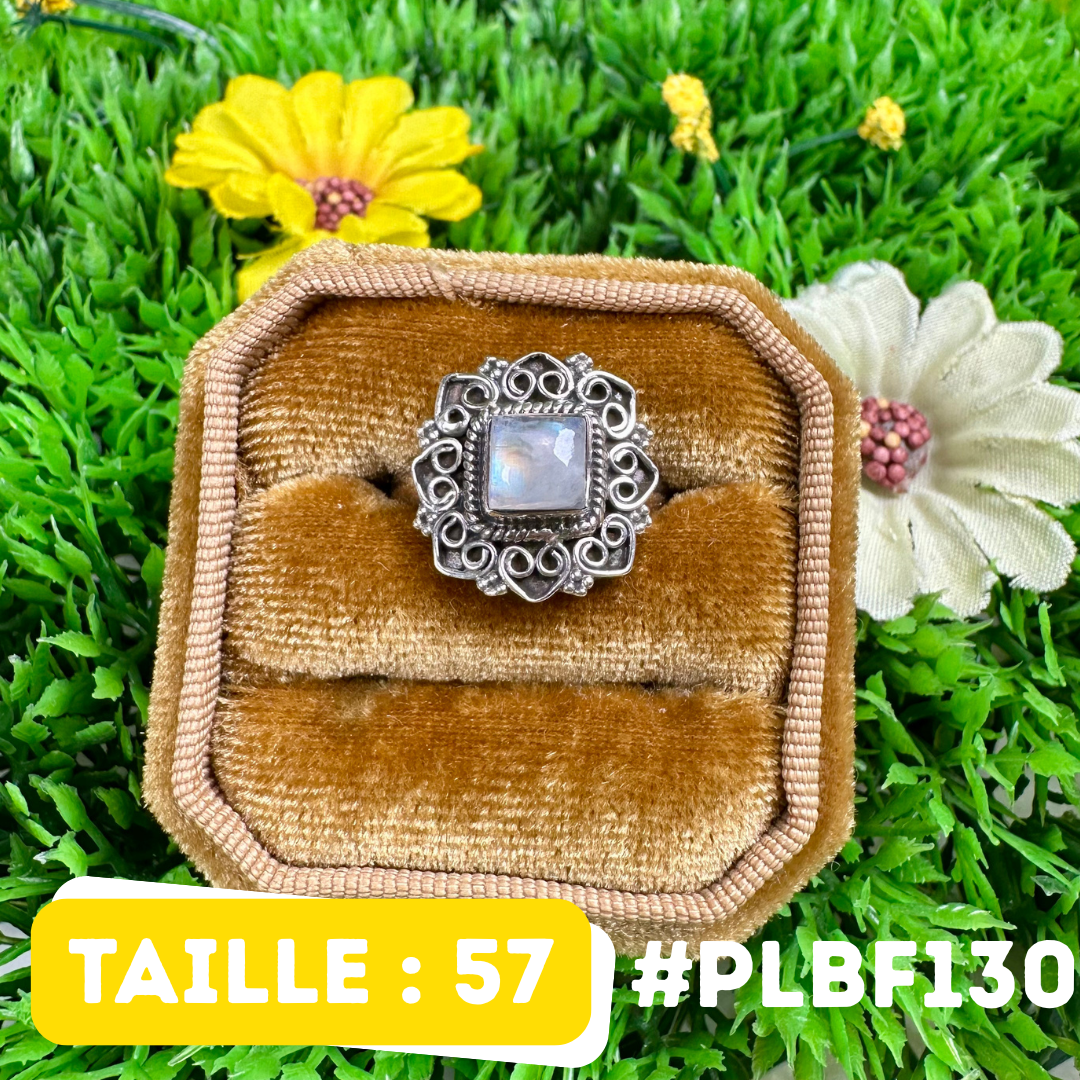 Bague Pierre de Lune Blue Fire #PLBF130