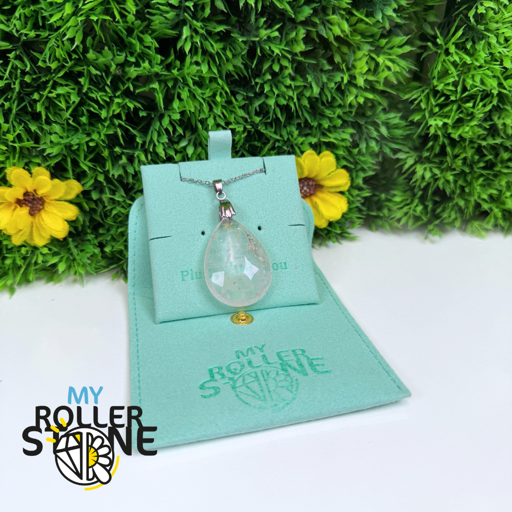 Pendentif goutte pierre (Quartz rose, Oeil de tigre,Améthyste,Cristal de roche)
