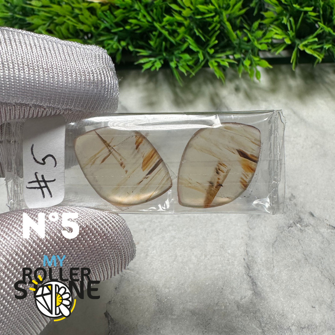 Paire de cabochons Agate Montana forme libre