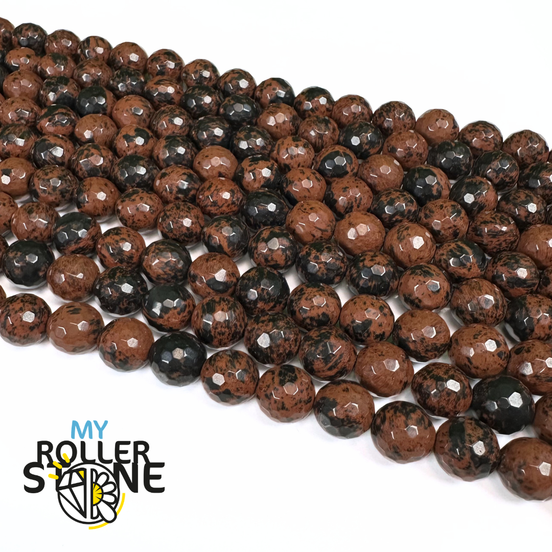 Perle Facettée Obsidienne Acajou Mahogany