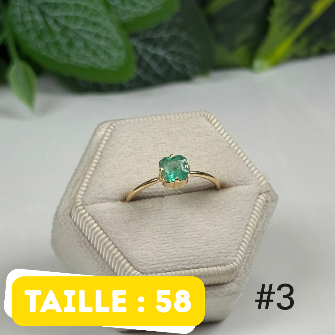 Bague Émeraude Argent 925 Plaqué Or #3