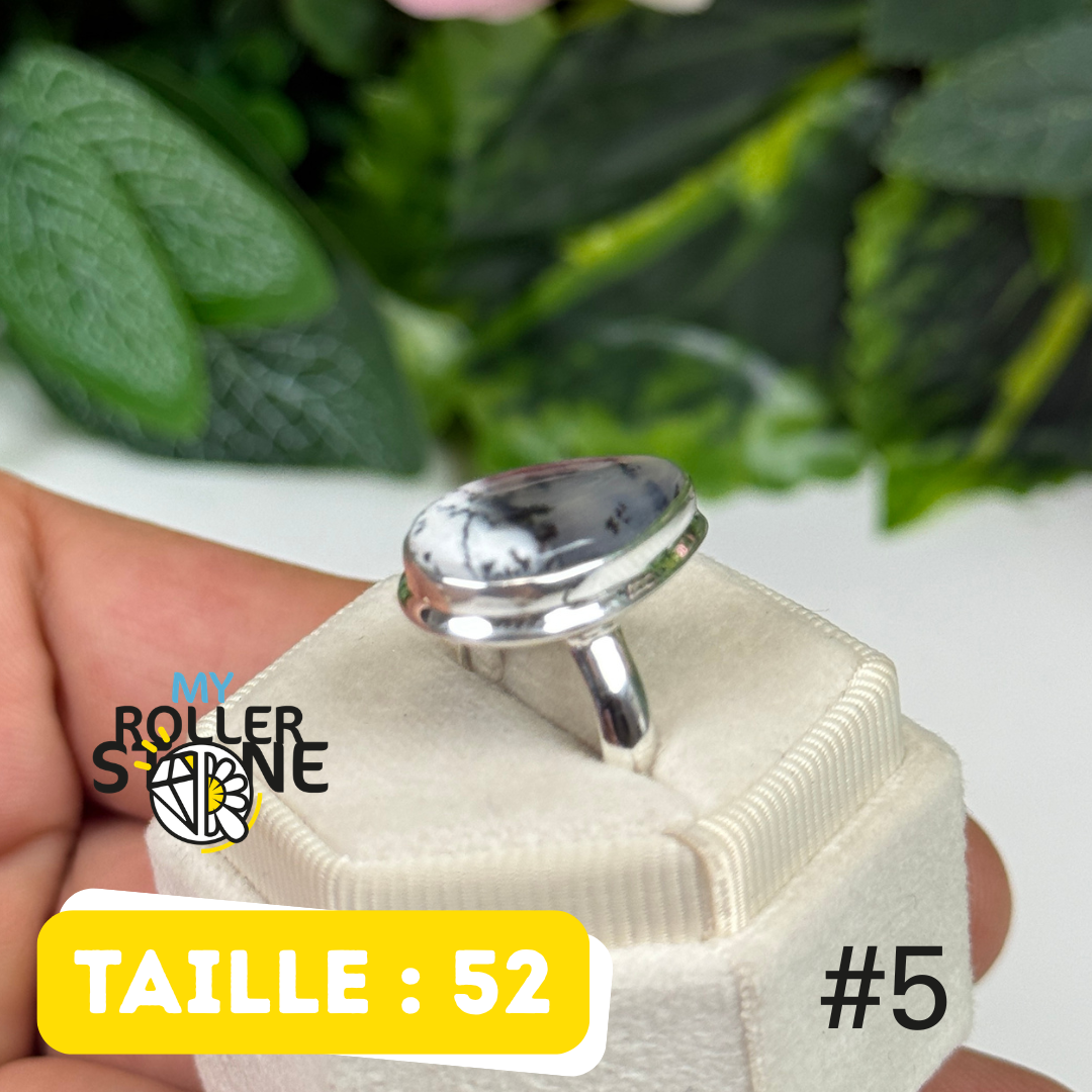 Bague argent 925 opale dendritique #ROR5