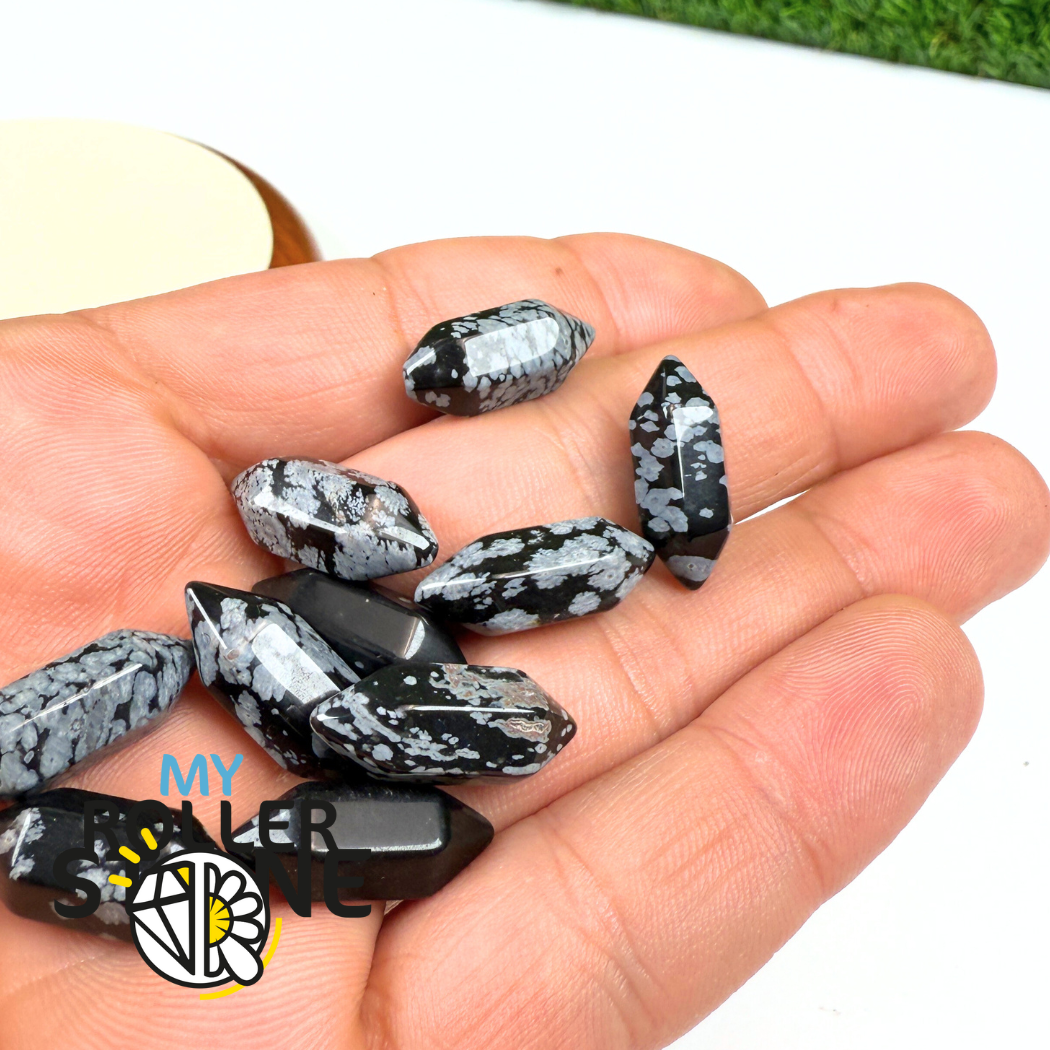 Double Pointe Obsidienne Flocon de Neige