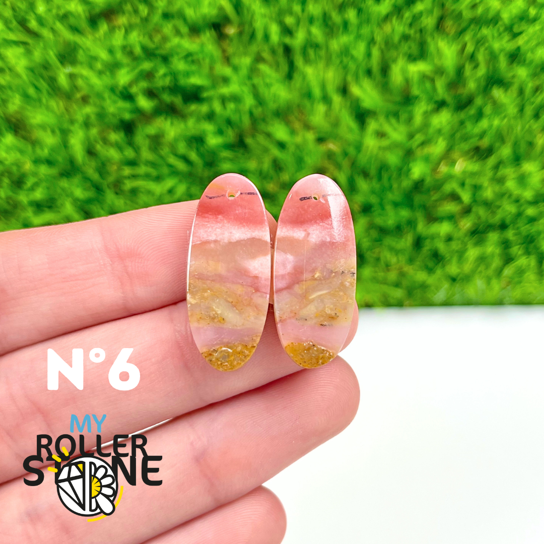 Pendentif Percé Opale Rose Duo