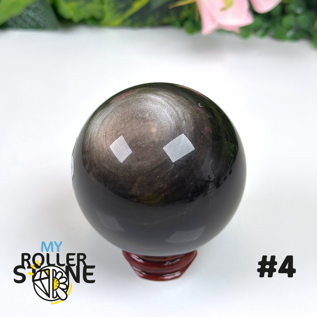 Sphère en Obsidienne argentée