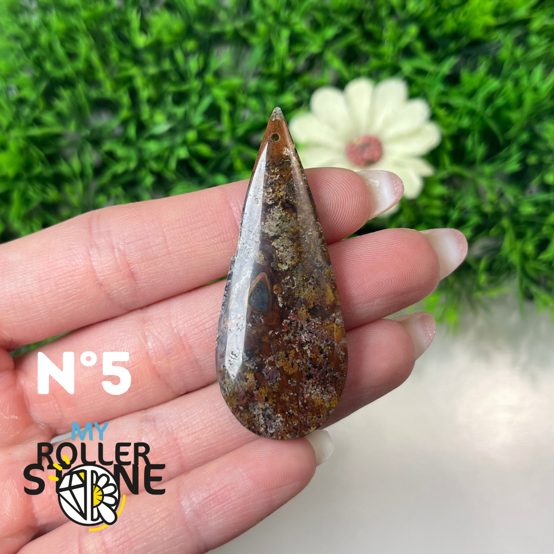 Pendentif Agate Mousse Indonésienne 5A Percé
