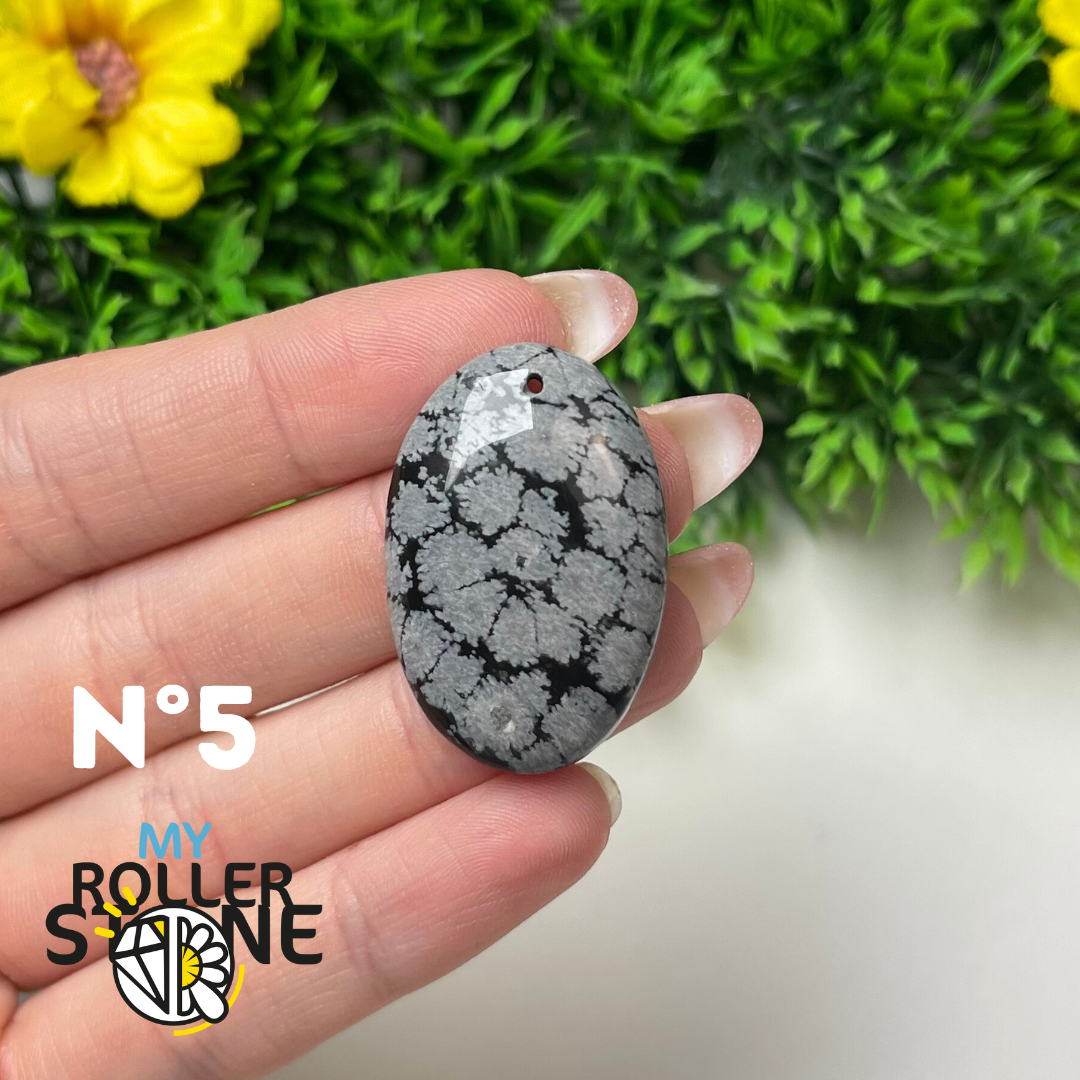 Pendentif Obsidienne flocon de neige 5A percé