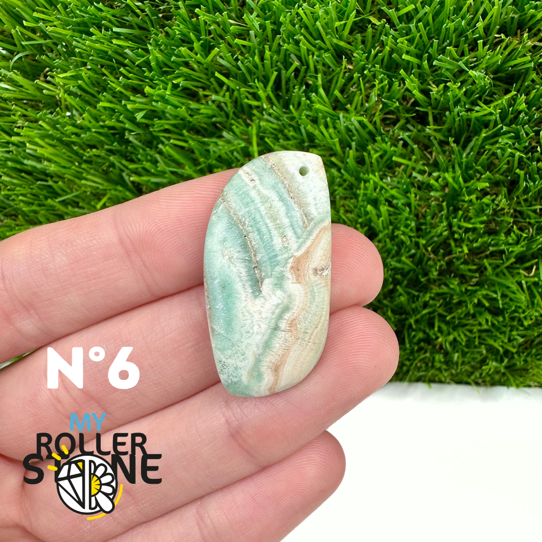 Pendentif Percé Calcite Cambrienne Bleue 5A