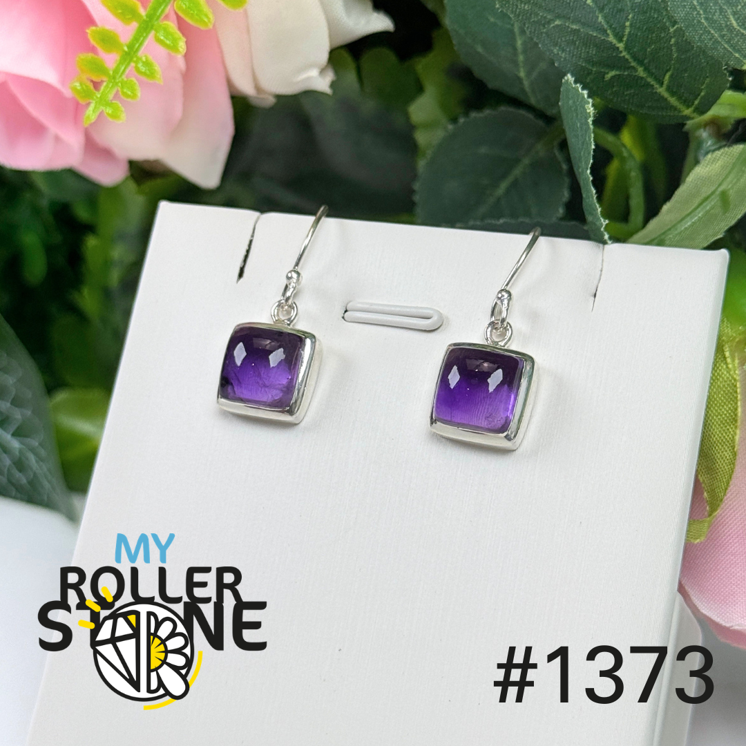 Boucles d’oreilles argent améthyste #1373