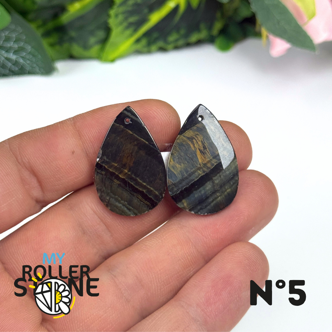 Paire de Cabochon percé en Oeil de Faucon pour Boucles d'oreilles