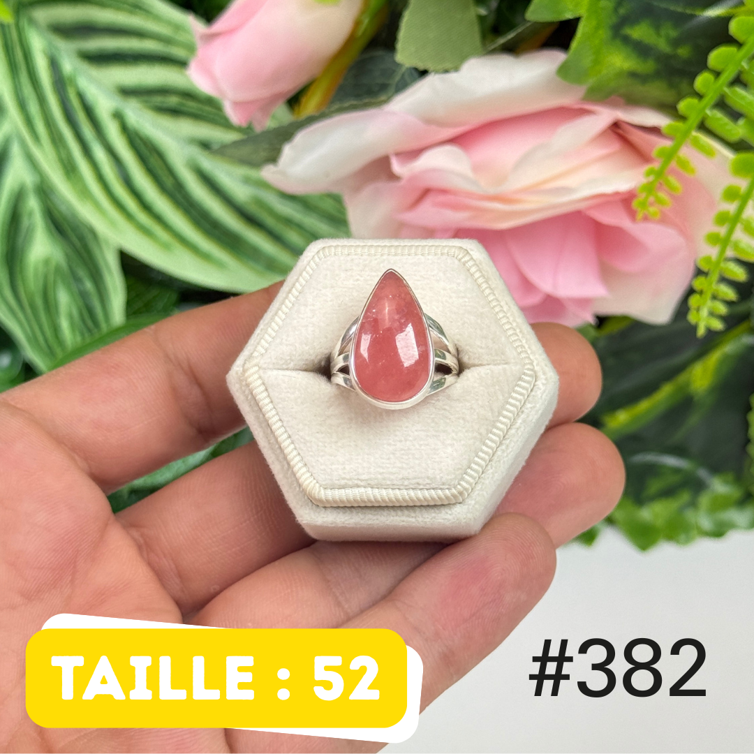Bague argent 925 rhodochrosite translucide #R382