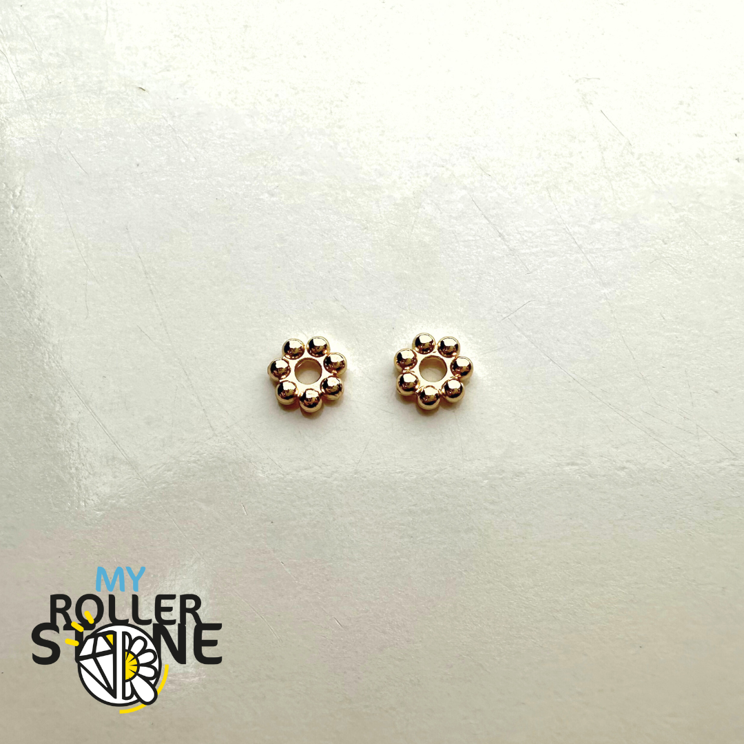 Perles d’espacement Fleur en Acier Inoxydable Plaqué Or