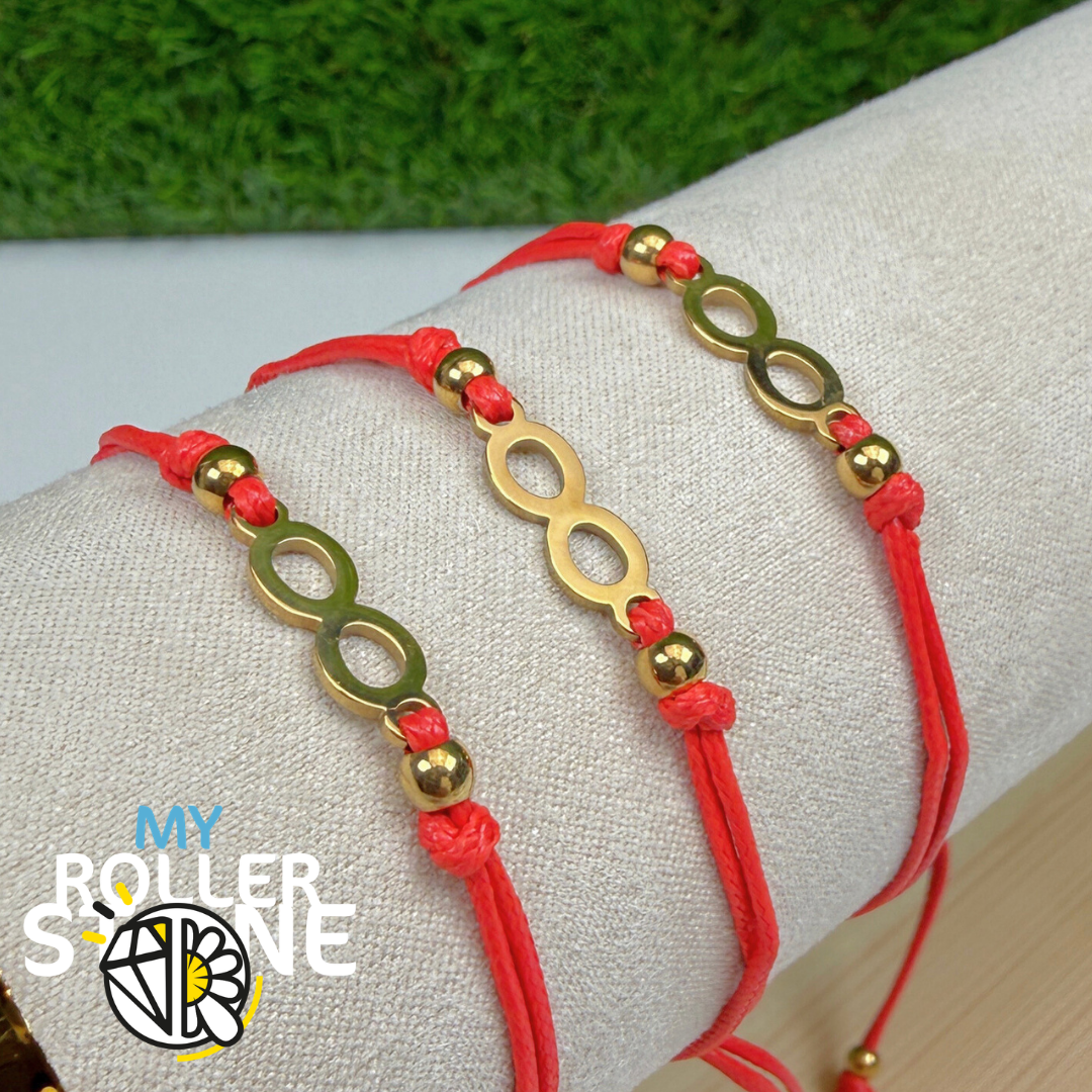 Bracelet Infini acier inoxydable cordon rouge
