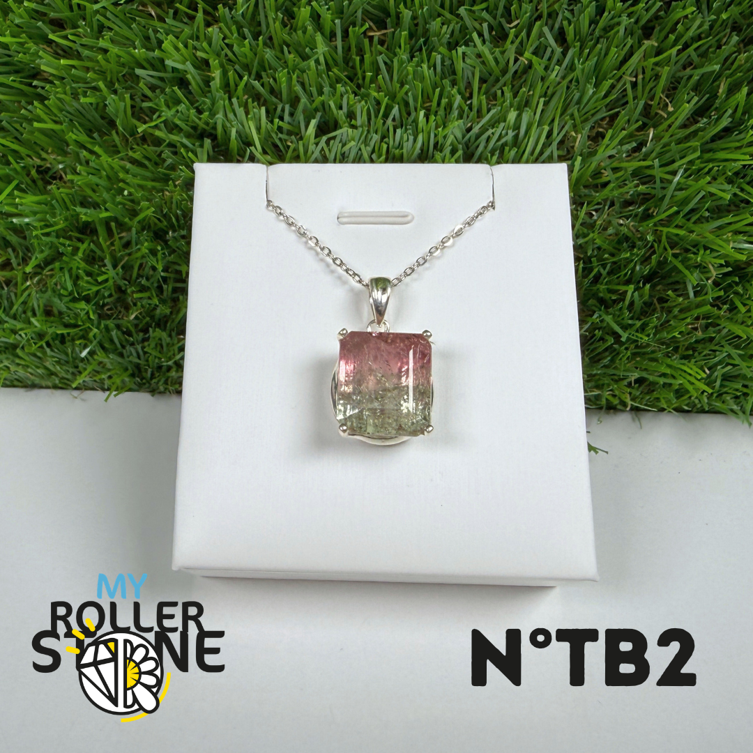 Pendentif Tourmaline Watermelon Argent 925 -#2