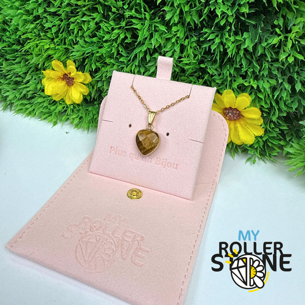 Pendentif coeur Oeil de tigre facetté